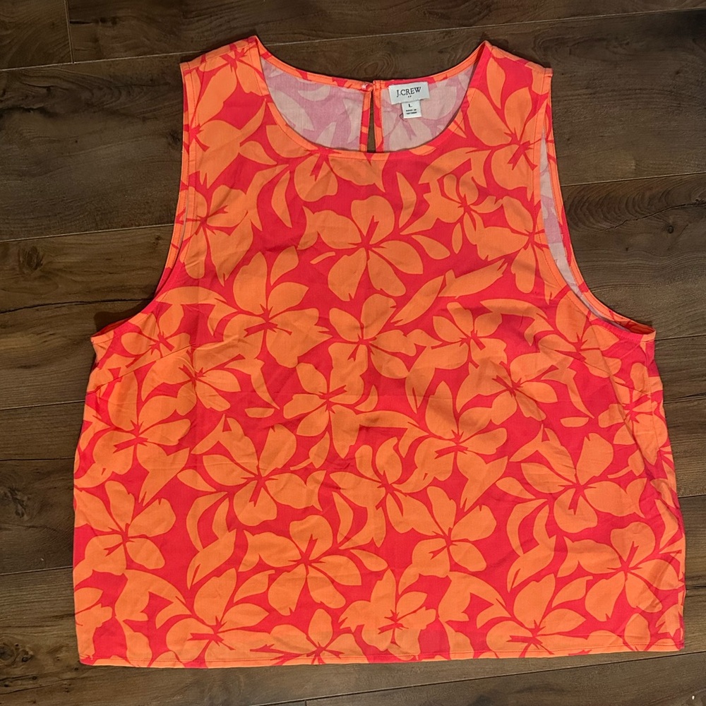 J. Crew Orange and Coral Floral Tank Top